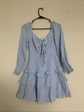 Astr Periwinkle Blue Tiered Ruffle Mini Dress